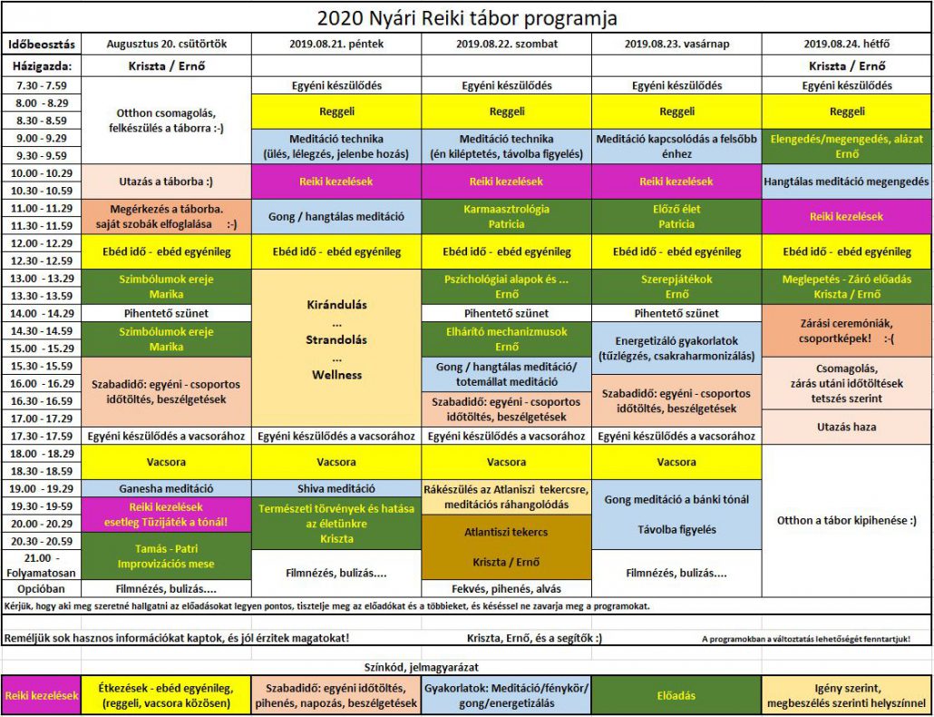 2020-Nyári-Reiki-Tábor-órarend